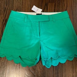 J Crew Factory scalloped linen shorts
